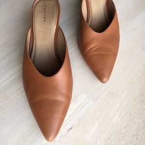HALOGEN Tori pointed mules brown leather. Women’s 8. Genuine leather upper.